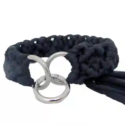 Collar Pequeño Tr Negro Rombos Perla Macramé C-trpn-41cm