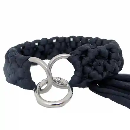 Collar Pequeño Tr Negro Rombos Perla Macramé C-trpn-41cm