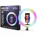 Aro De Luz 33cm Rgb Multicolor Con Tripode De 2.10 Mts Y Soporte Para Celula