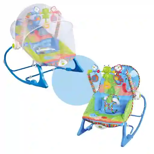 Silla Para Bebe Mecedora Vibradora Musical 3 En 1 Mosquitero Rana