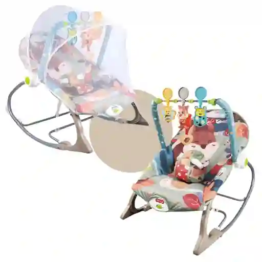 Silla Para Bebe Mecedora Vibradora Musical 3 En 1 Mosquitero Ardilla