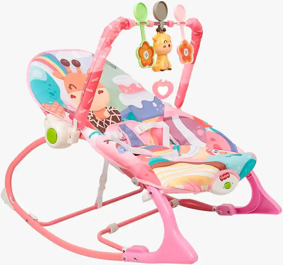 Silla Para Bebe Mecedora Vibradora Musical 3 En 1 Mosquitero Jirafa