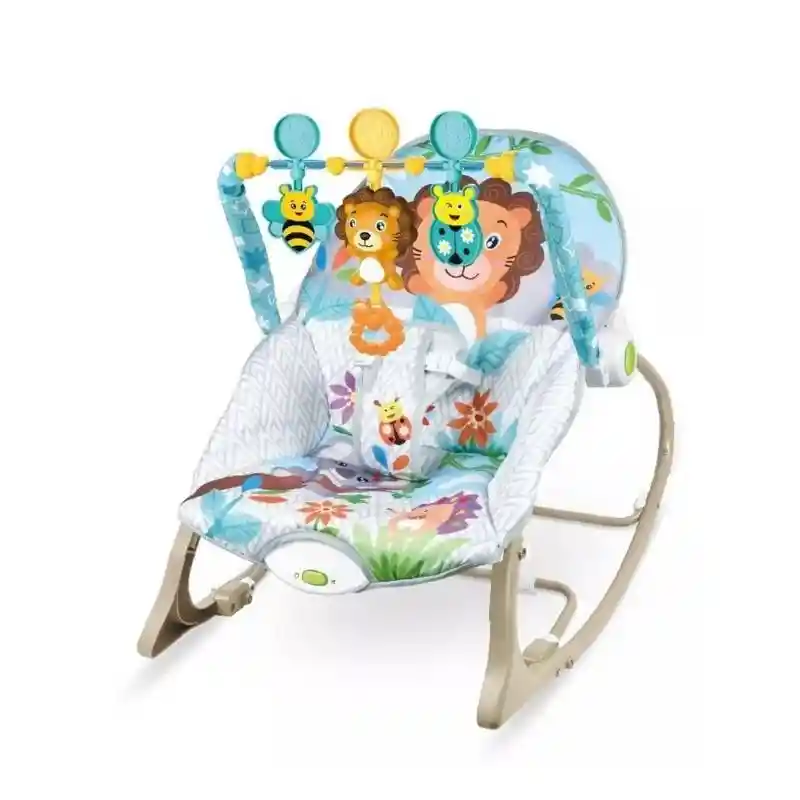 Silla Para Bebe Mecedora Vibradora Musical 3 En 1 Mosquitero Leon