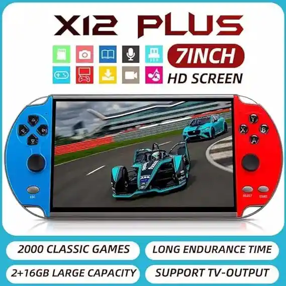 X12 Plus - Consola De Juegos Portátil, Pantalla Hd De 7 Pulgadas, Consola De Videojuegos Retro