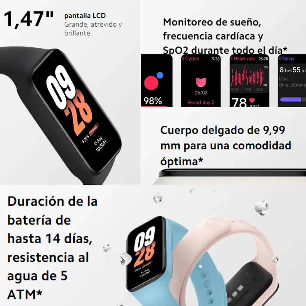 Xiaomi Smart Band 8 Active, Smartwatch / Pulsera Inteligente Negro
