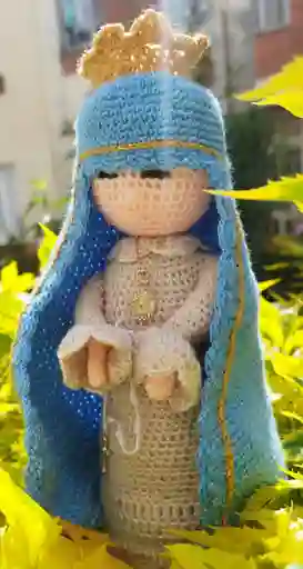 Peluche Muñeca De La Virgen Tejida En Crochet Hecha A Mano