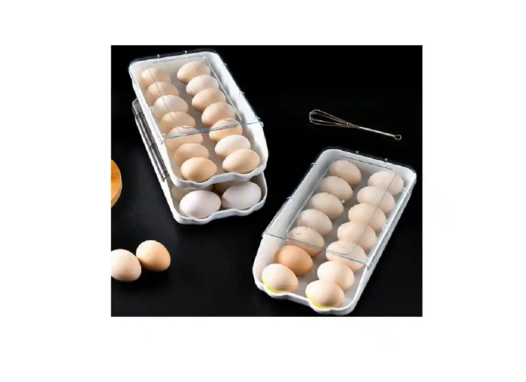 Soporte Para Huevos De Refrigerador, Organizador De Cocina, Bandeja Organizadora Apilable Para Caja De Huevos,