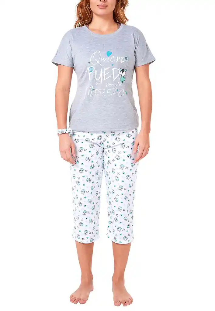 Pijama Capri Mujer Agatha Santana Menta Oscuro Talla M