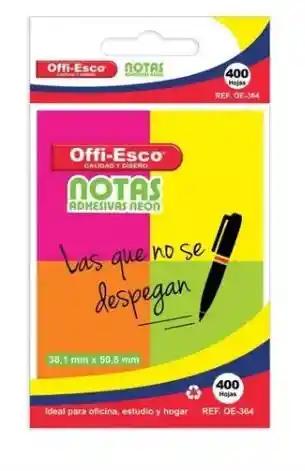 Notas Adhesivas Offi-esco 400 Hojas 38,1mm50,8mm