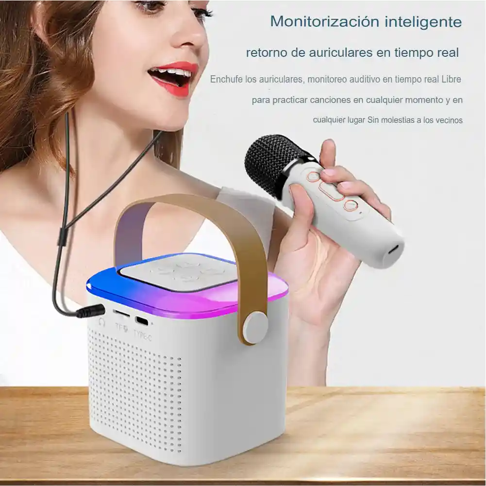 Kit Parlante Y Micrófono Karaoke Para Niños Bluetooth Rgb Y1