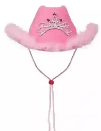 Sombrero Vaquero Rosado Karol G Rbd Gamuzado Corona Plumas Vaquera Halloween Disfraz