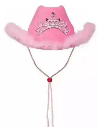 Sombrero Vaquero Rosado Karol G Rbd Gamuzado Corona Plumas Vaquera Halloween Disfraz