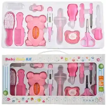 Kit Aseo Bebe De 13 Piezas Con Termometro Para Bañera Hy-g-1 Rosa