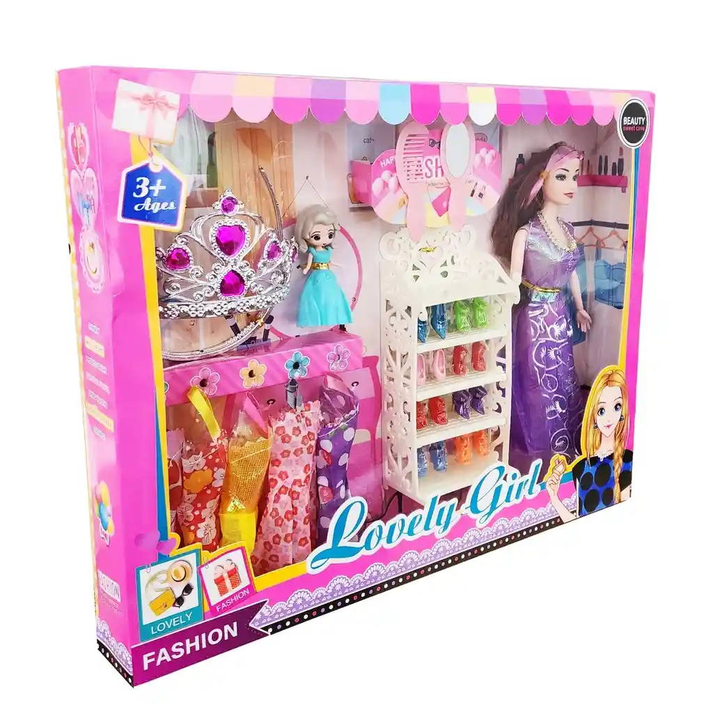 Muñeca Princesa Vestidos Zapatos Accesorios Juguete Niñas