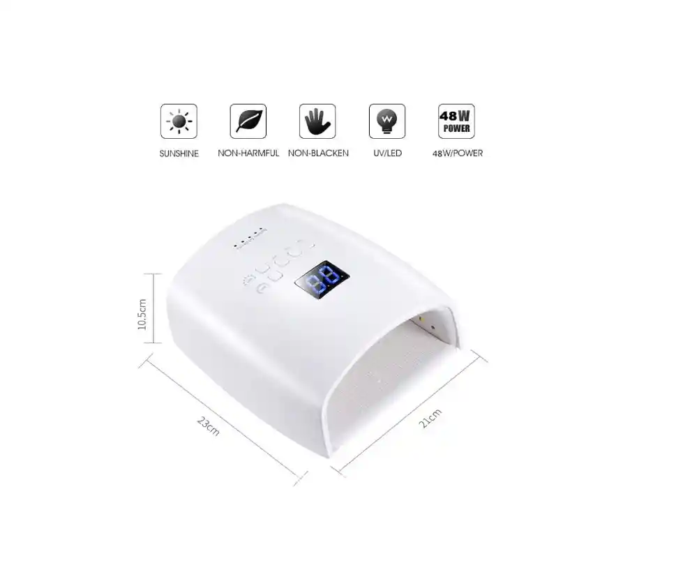 Secador De Uñas, Gel Recargable De 60 W, Lámpara De Uñas Led Uv Para Uñas De Gel, Pantalla Lcd Con 4 Ajustes De Temporizador