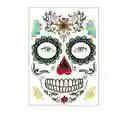 Tatuaje Temporal Halloween Catrina Mexicana Flores