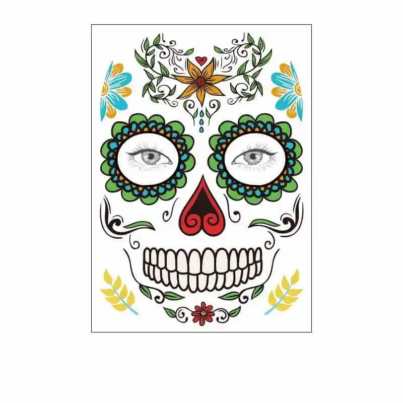 Tatuaje Temporal Halloween Catrina Mexicana Flores