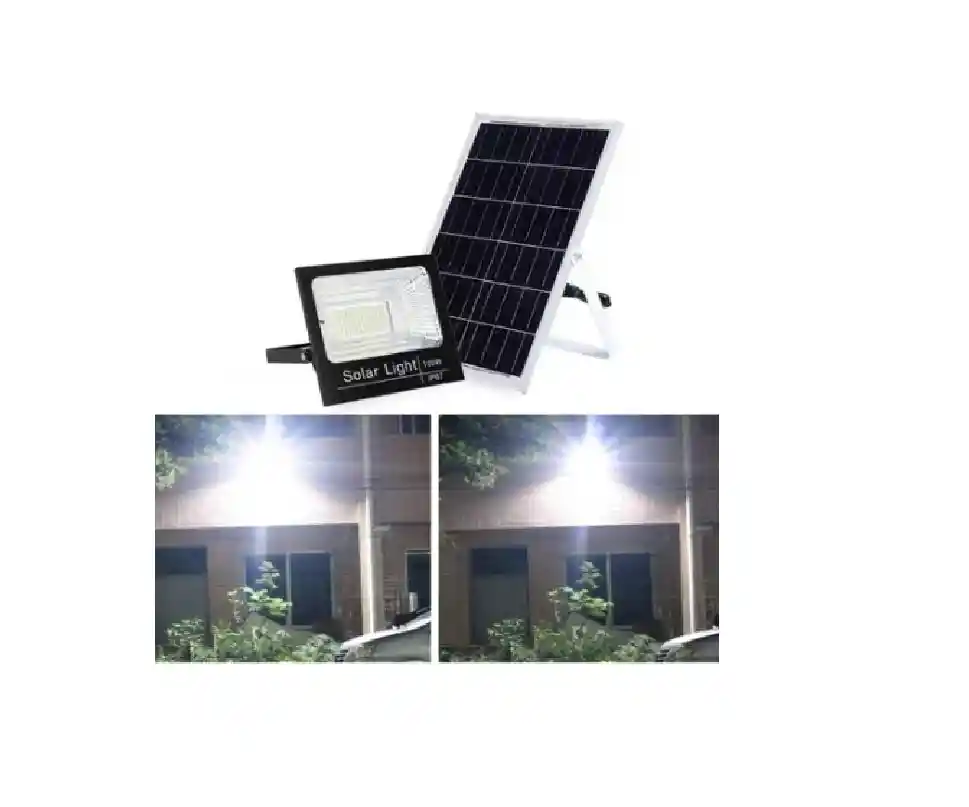 Reflector Solar Led 100w Recargable Exterior Luz Blanca Color De La Carcasa Negra Color De La Luz Blanco Neutro