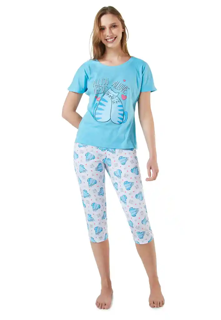 Pijama Capri Mujer Agatha Santana Azul Marino Talla L