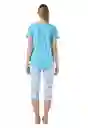 Pijama Capri Mujer Agatha Santana Azul Marino Talla L