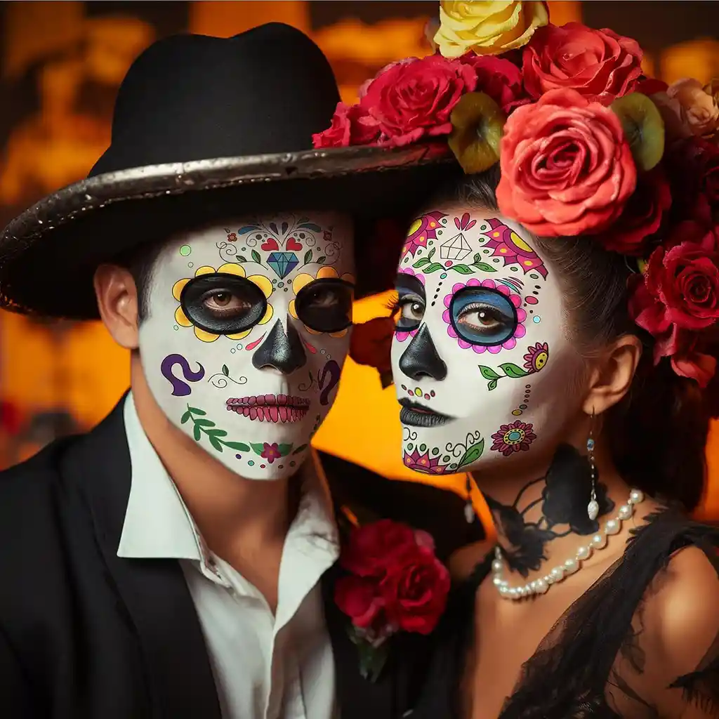 Maquillaje Temporal Catrina Mexicana Halloween Disfraz