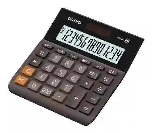 Calculadora 14 Dígitos Mh-14 Casio Negra Serie Wide