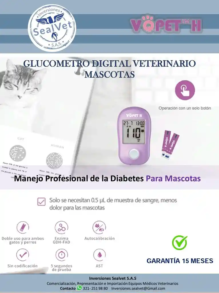 Glucometro Digital Veterinario Para Mascotas