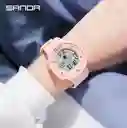 Reloj Pulso Digital Sanda Para Mujer Astronauta Calendario Rosado