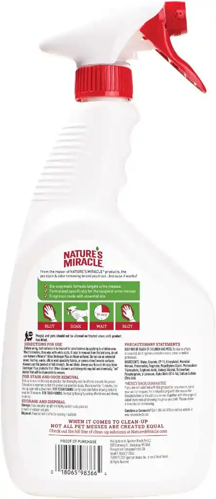 Destructor De Orina Perro Natures Miracle Limpiador Enzimatico 946 Ml Nature Miracle