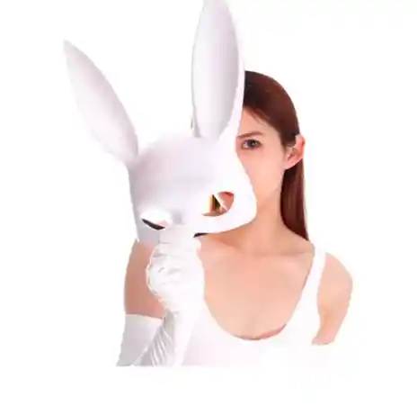 Mascara Sexy Antifaz Coneja Orejas Largas Halloween 32cm (blanco)