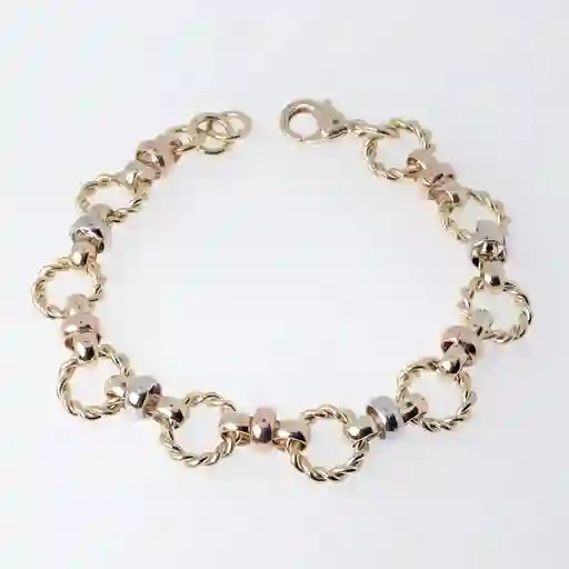 Pulsera Entorchada Círculos Tono Tres Oros