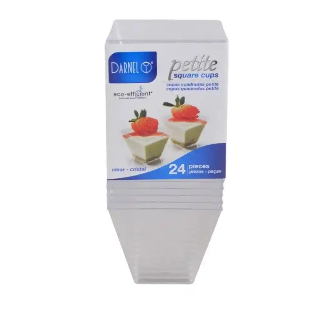 24 Copas Cuadradas Pequeñas Para Postres Plásticos Darnel 2 Oz Blancas