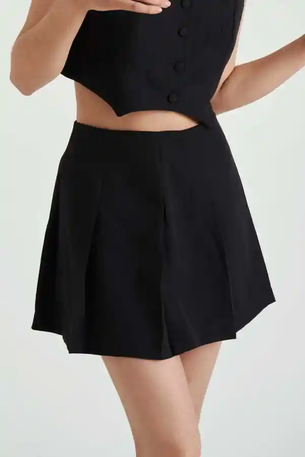 Falda Pliegues Negro Xs