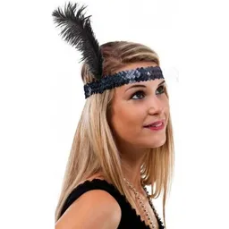Banda Para Cabeza Pluma Negro Charleston Halloween