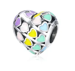 Charm Dije Para Mujer Corazones Multicolor Fabricado En Plata 925