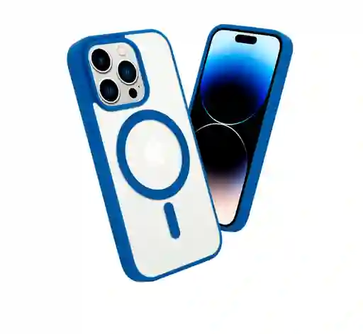Forro Estuceh Magsafe Transparente Iphone Color Azul Oscuro