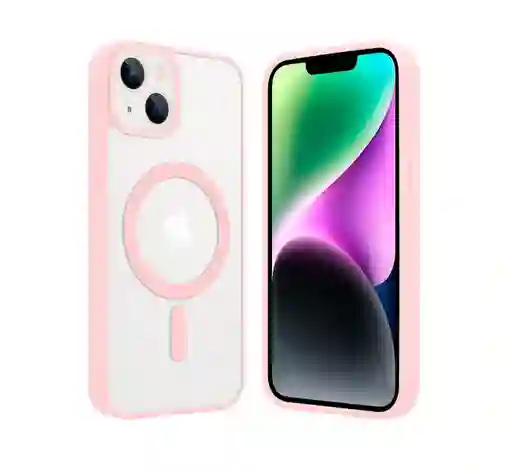 Forro Estuceh Magsafe Transparente Iphone Color Rosado