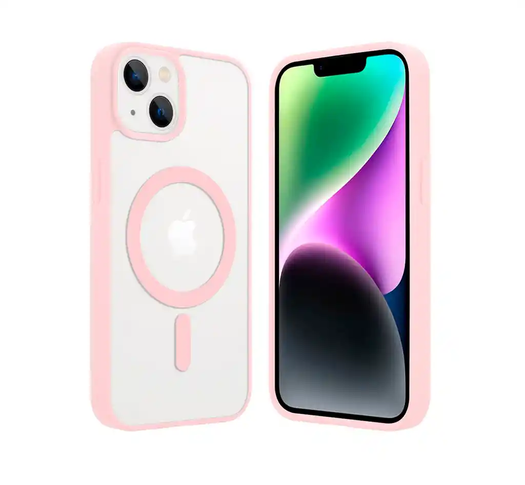 Forro Estuceh Magsafe Transparente Iphone Color Rosado