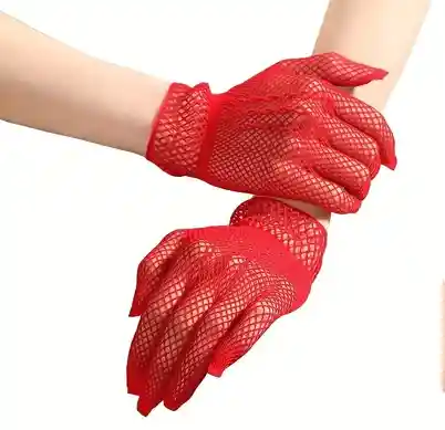 Guantes En Malla Cortos Rojos Hallowen