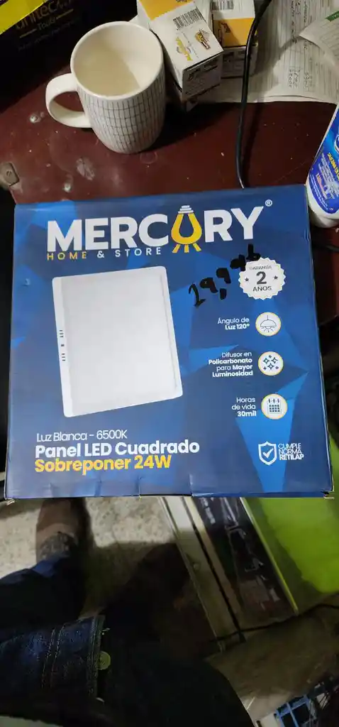 Panel Led Cuadrado De Sobreponer De 24w,marca Mercury
