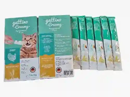 Gattino Creamy Snack X6 Tubos -pavo- Malta Y Hierba Gatuna