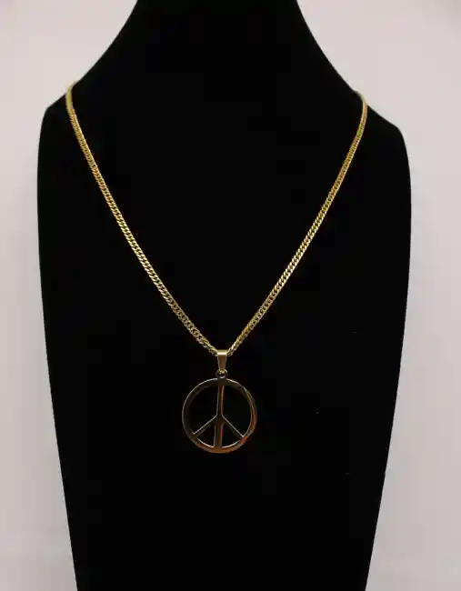 Cadena Para Hombre Con Dije Simbolo Hippie En Acero Inoxidable