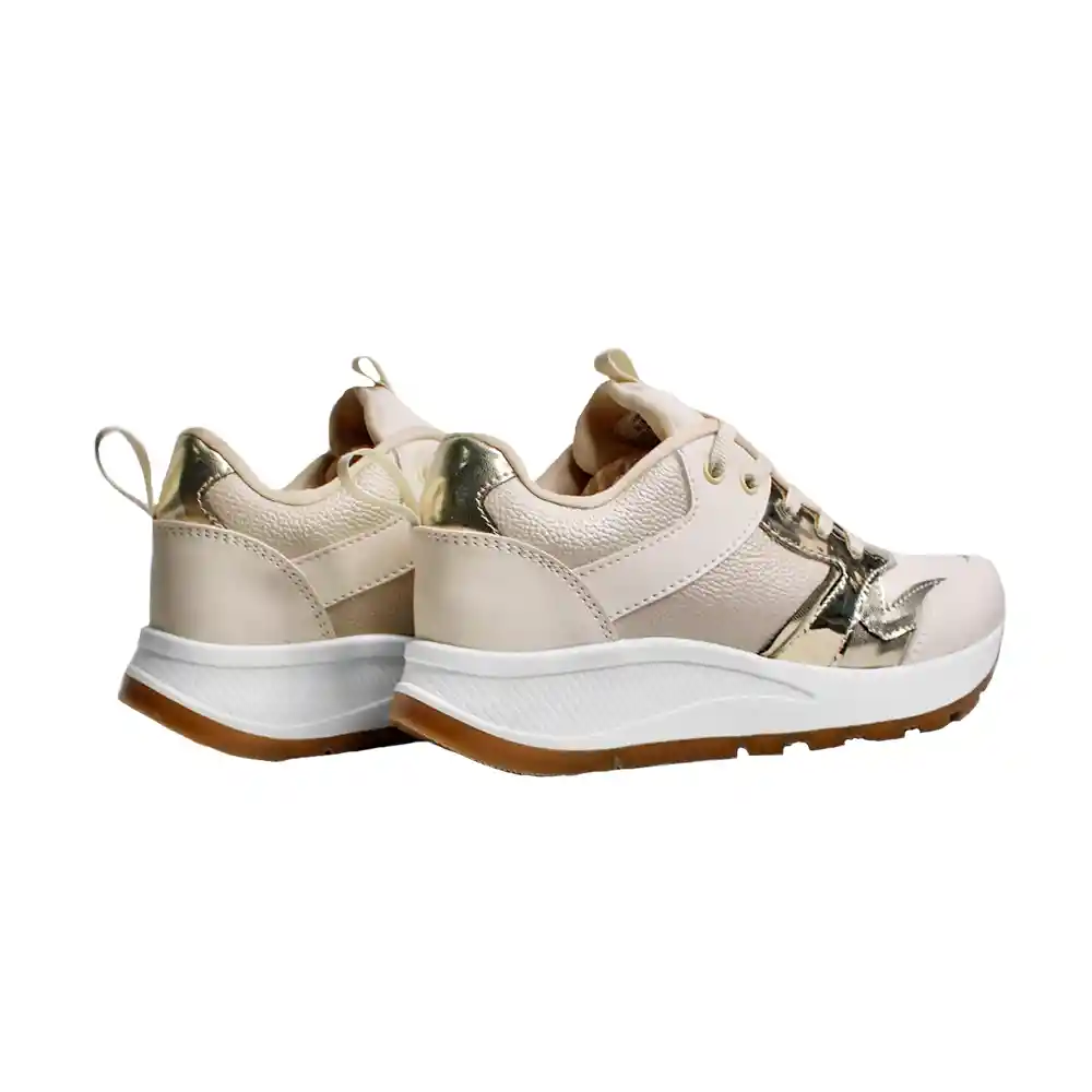 Zapato Dama Calzado Mujer Tenis Casual Karla Chacon Indira Beige/35