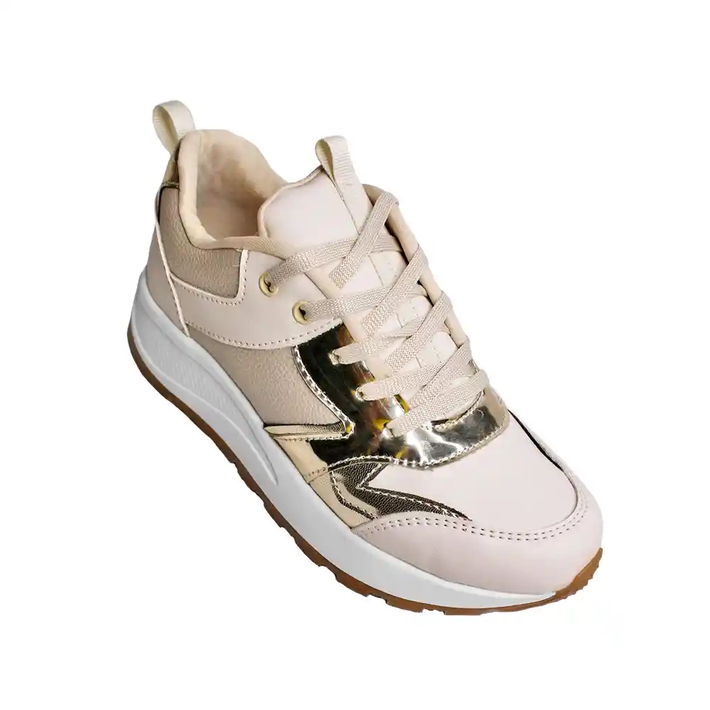 Zapato Dama Calzado Mujer Tenis Casual Karla Chacon Indira Beige/38