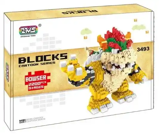 Figura Armable Bowser 2200 Fichas Blocks Serie Mario Bros