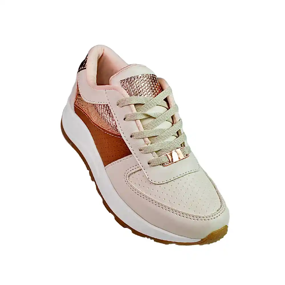 Zapato Dama Calzado Mujer Tenis Casual Karla Chacon Celine Beige/35