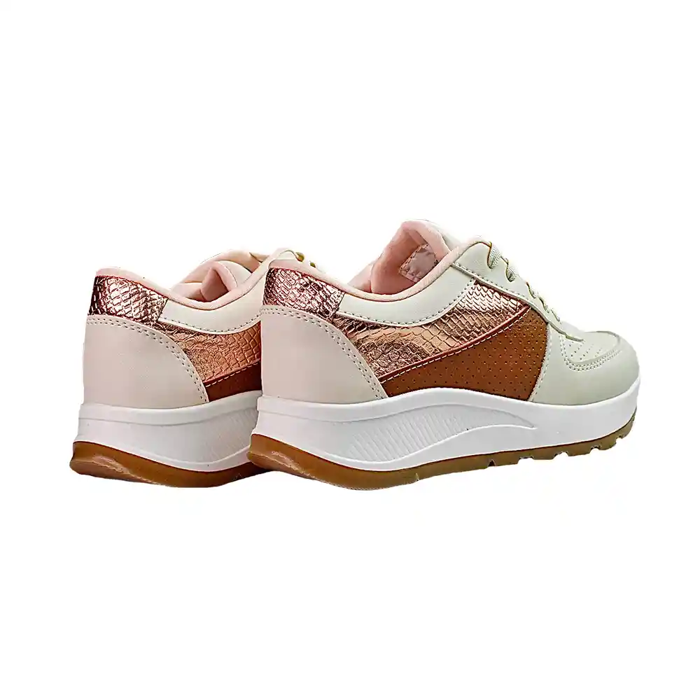 Zapato Dama Calzado Mujer Tenis Casual Karla Chacon Celine Beige/36