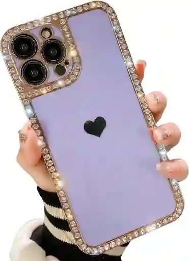 Case, Estuche,forro Perlados ,corazon Azul Claro