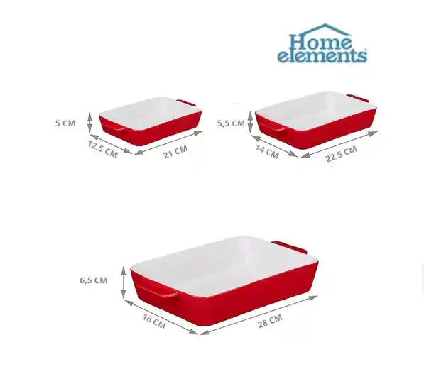 Refractarias Set X 3 De Ceramica Para Hornear Home Elements