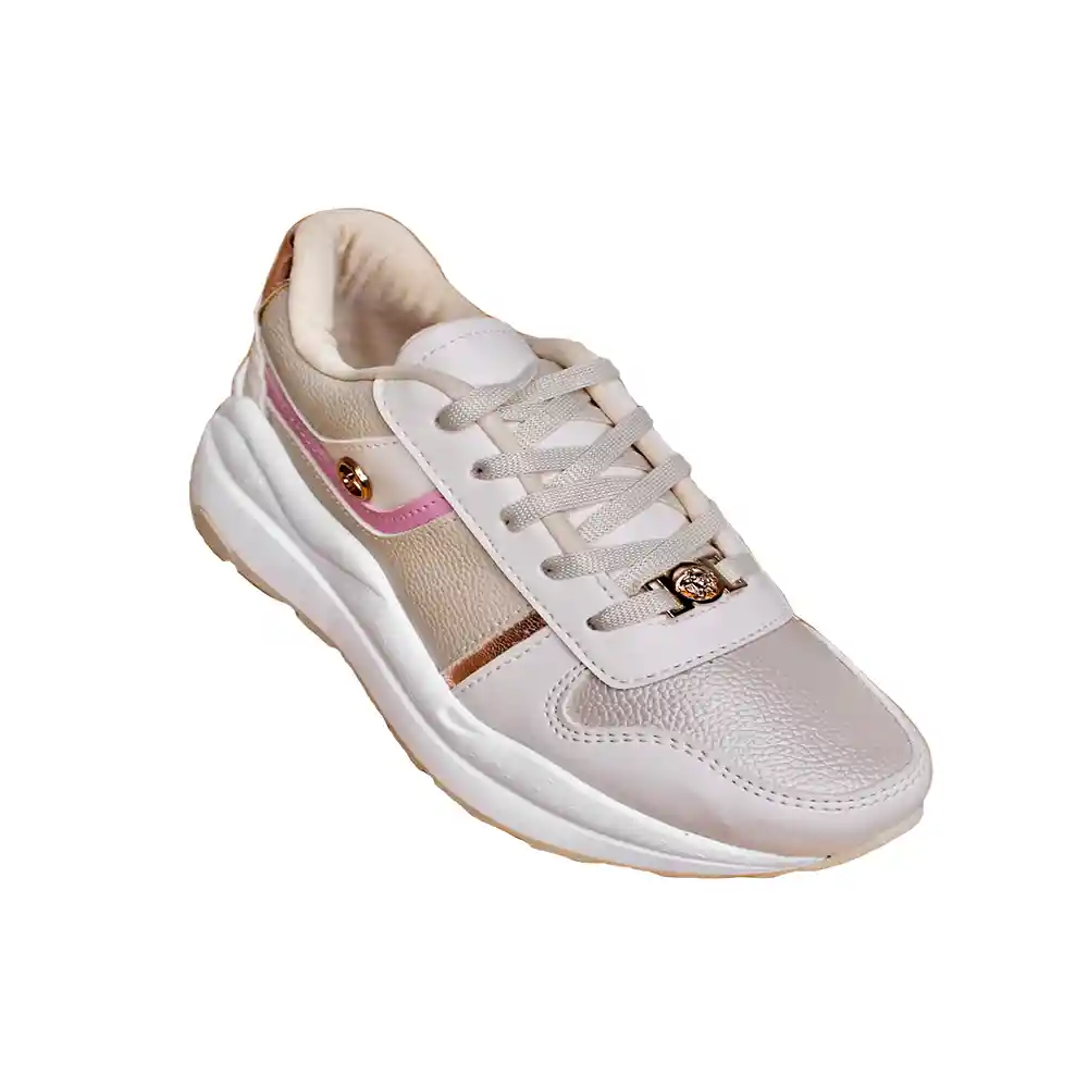 Zapato Dama Calzado Mujer Tenis Casual Karla Chacon Isamar Beige/35